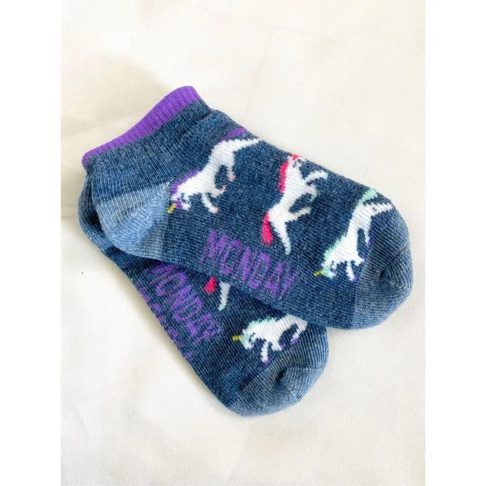 3/$30 NEW Toddler 7-8.5 Day of the Week Multi Color Patterned Socks